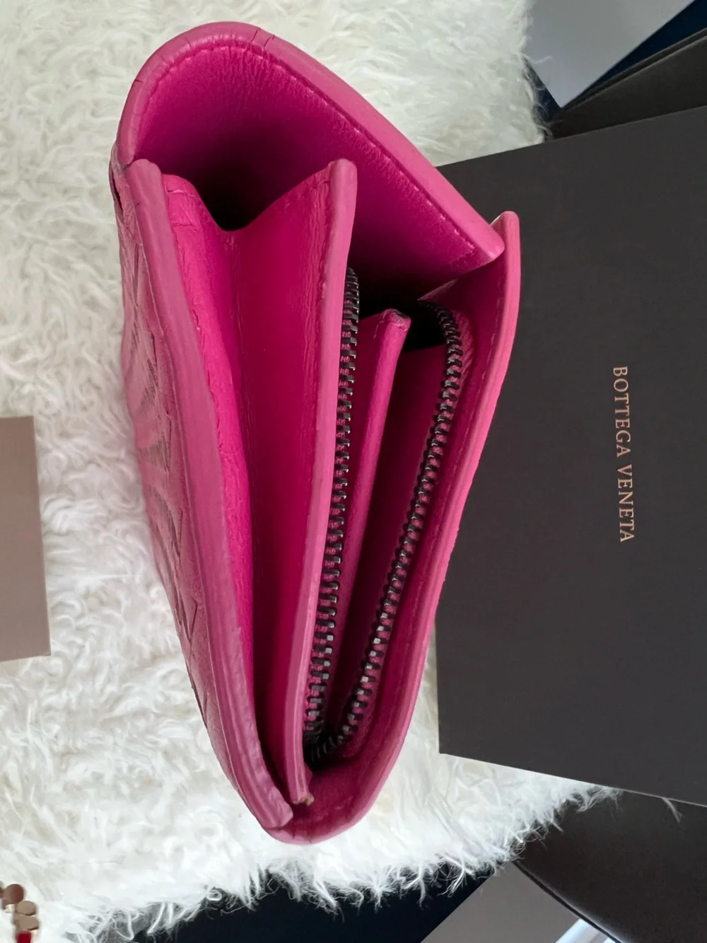Bottega Veneta Pink Intrecciato Leather Continental Wallet